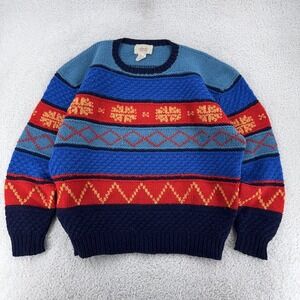 Vintage Amita‎ Wool Fair Isle Geometric Knit Sweater BOXY Large Italy 90s